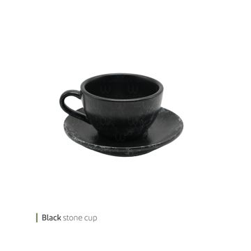 فنجان و نعلبکی کاپوچینو بلک استون وایت پلیت کد 142719 یک عددی