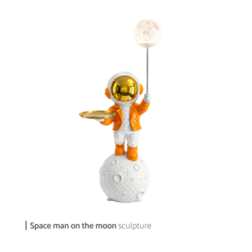 مجسمه space man with moon چراغ دار وایت پلیت کد 94.490045 یک عددی